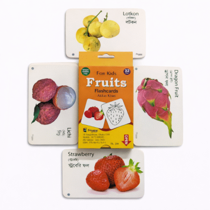 Fruits flash cards for kids learning fruit names in Bangla and English