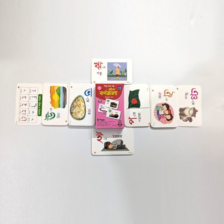 Bangla bornomala flash cards for kids with illustrations