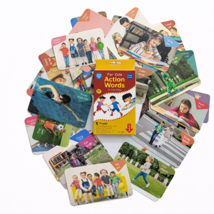 Action words flash cards for kids with English and Bangla words