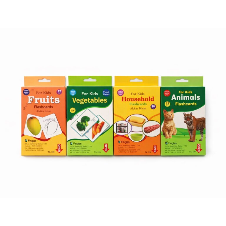 For Kids Flashcards Set – Fruits, Vegetables, Household and Animals (English + Bangla)